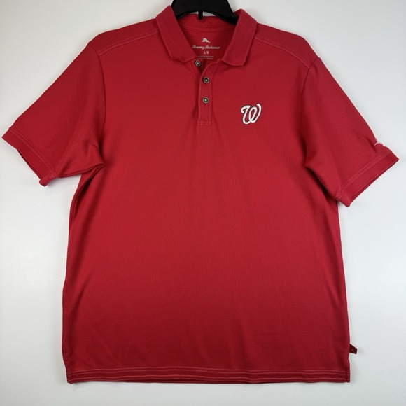 Tommy Bahama Men's MLB Washington Nationals Golf Athletic Polo Red Men's Size L - Picture 2 of 8